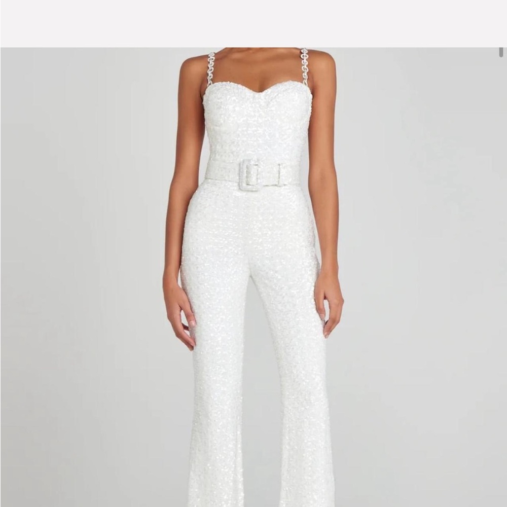 NADINE MERABI White Lace Jumpsuit